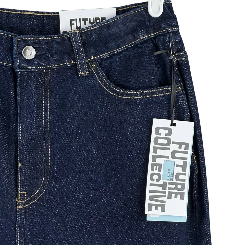 NWT Future Collective Reese Blutstein Women Blue Jean Size12 Flare Leg High Rise